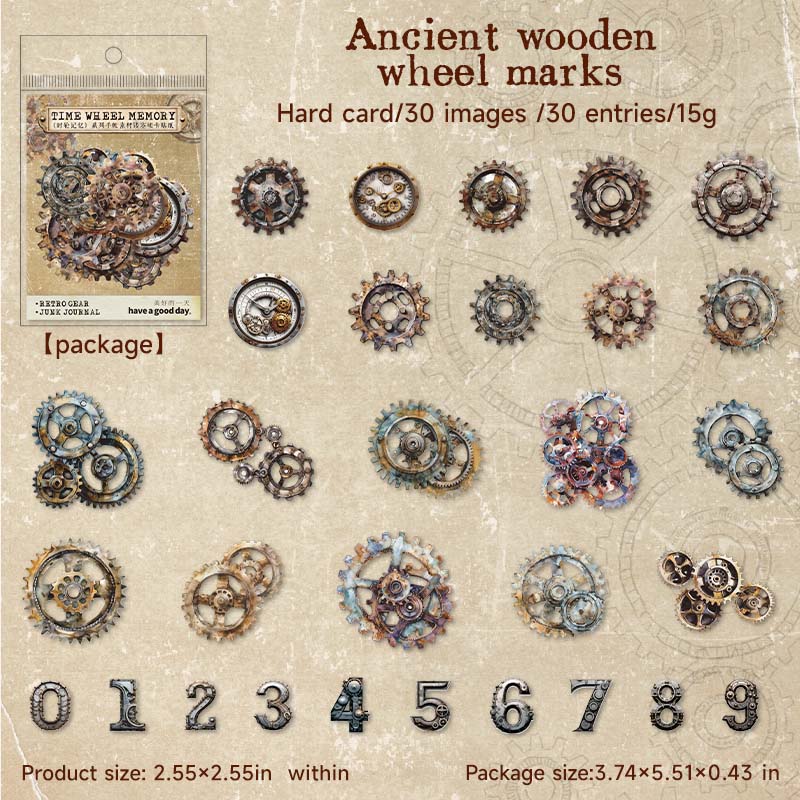Journalsay Wheel of Time Memory Series Vintage Baroque Gear Hollow Landscaping Sticker 
