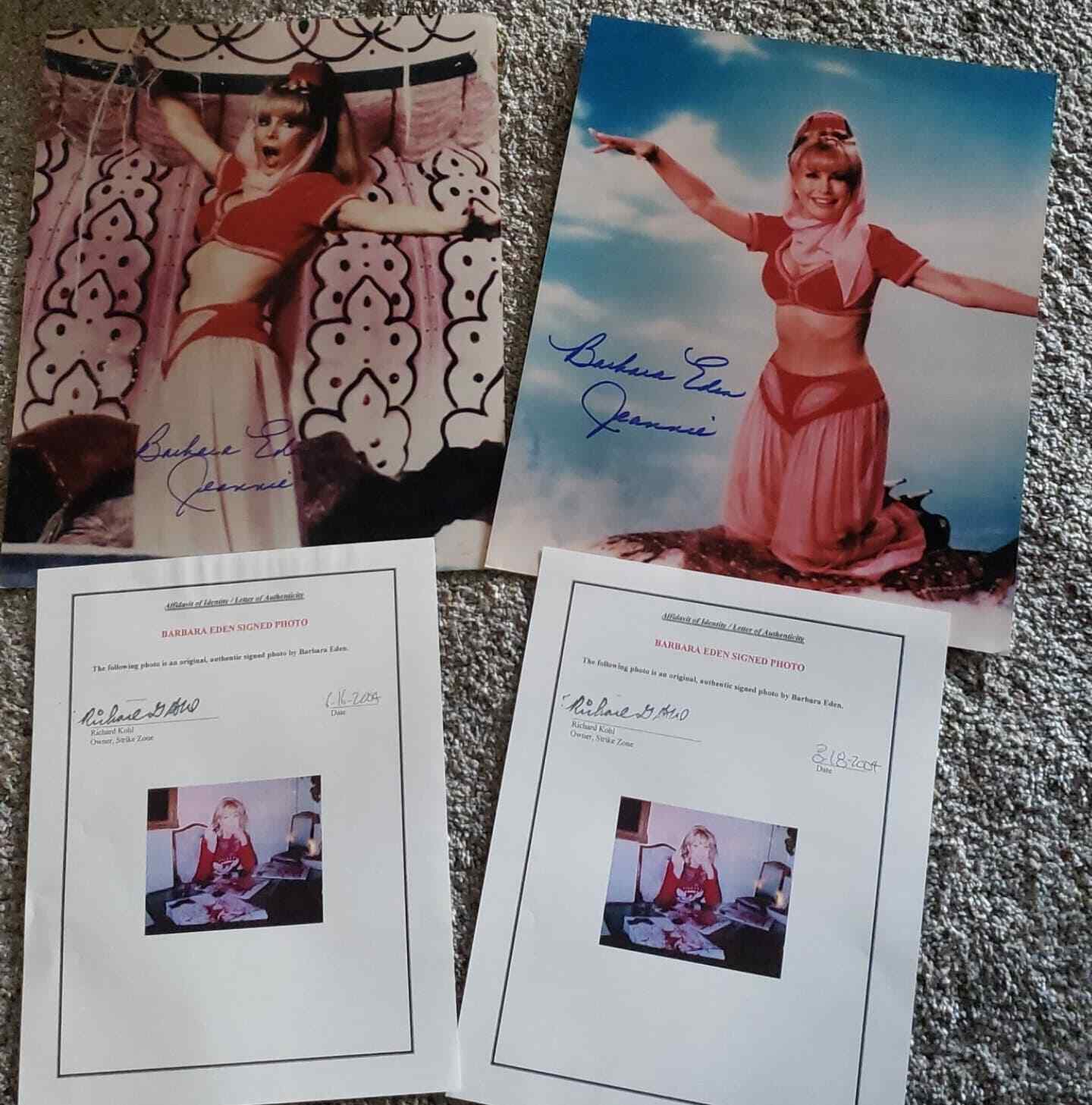 (Lot of 2) Barbara Eden Jeannie approx 10x13 Signed Photo Poster paintings w/Two COA's