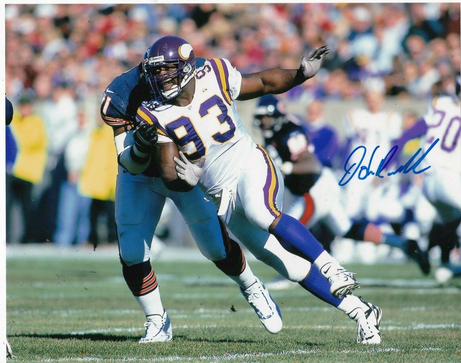 JOHN RANDLE MINNESOTA VIKINGS ACTION SIGNED 8x10 Photo Poster painting