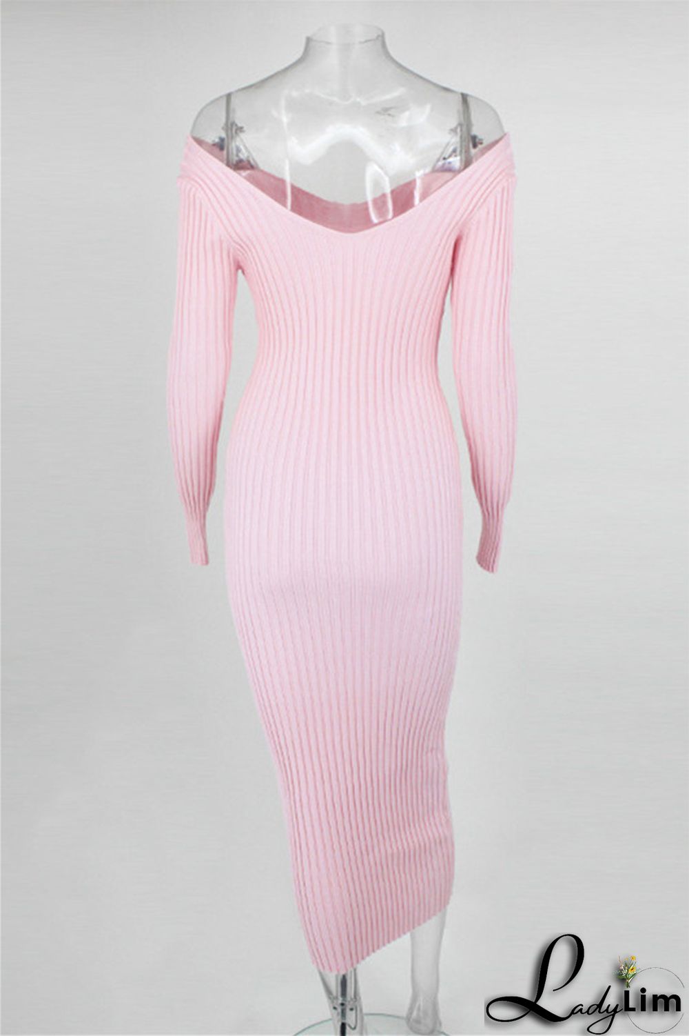 Black Fashion Casual Solid Basic V Neck Long Sleeve Dresses