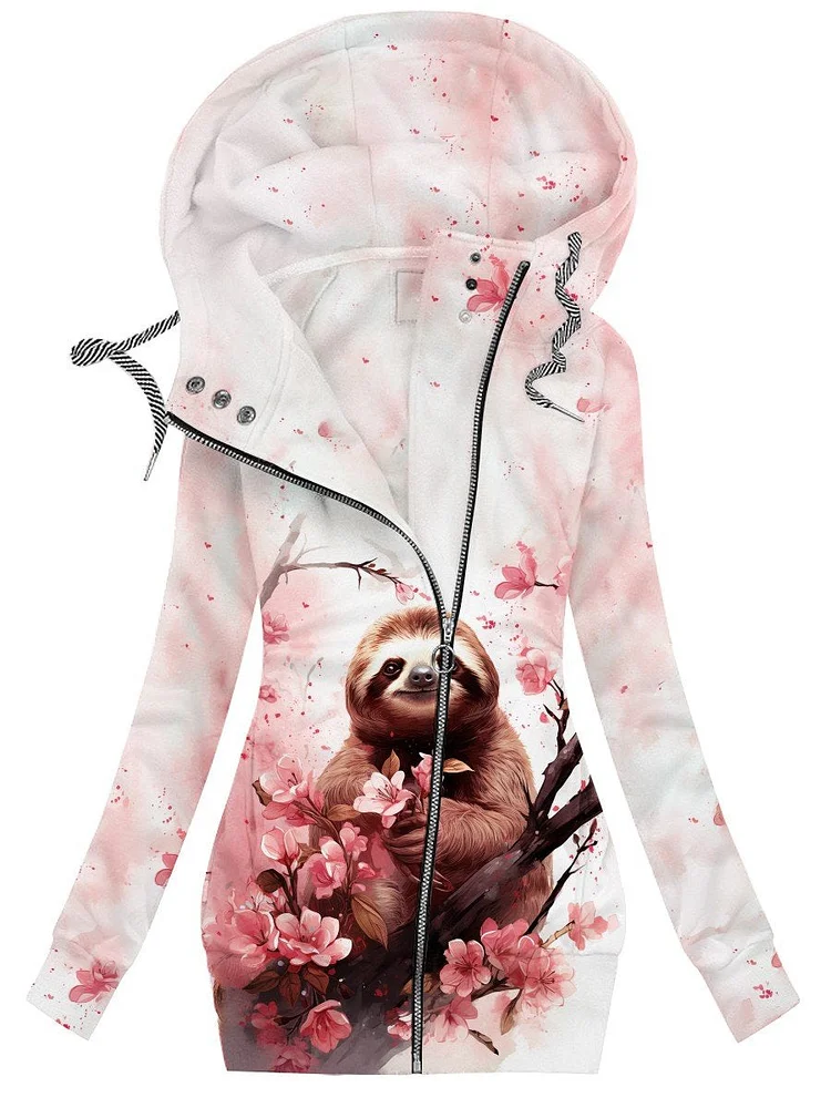 Women's Sloth Flower Art Design Casual Sweatshirt socialshop