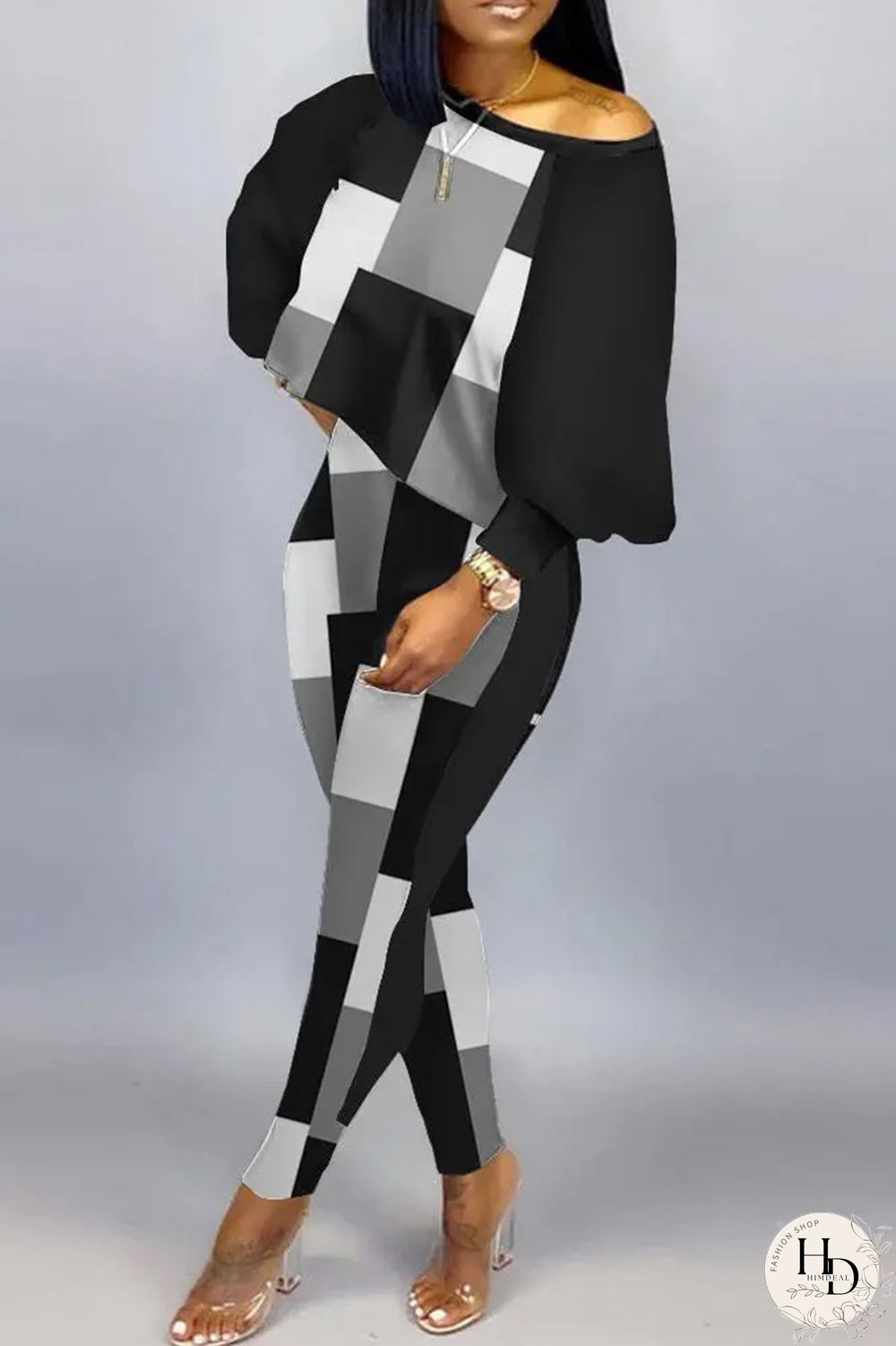 Burgundy Sexy Casual Print Patchwork Contrast O Neck Long Sleeve Two Pieces