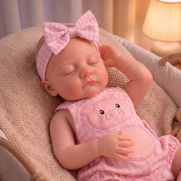 Babeside Liors 16" Silicone Reborn Baby Girl Doll &ndash; Sleeping Pink Piggy Outfit Gift