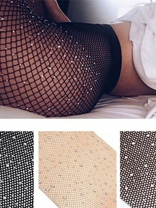 Rhinestone Fishnet Diamond Stockings