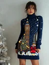 Classy Christmas Snowy Night London Cozy Sweater Dress 4b91