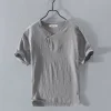 Cotton Linen Comfortable Loose Short-sleeved T-shirt