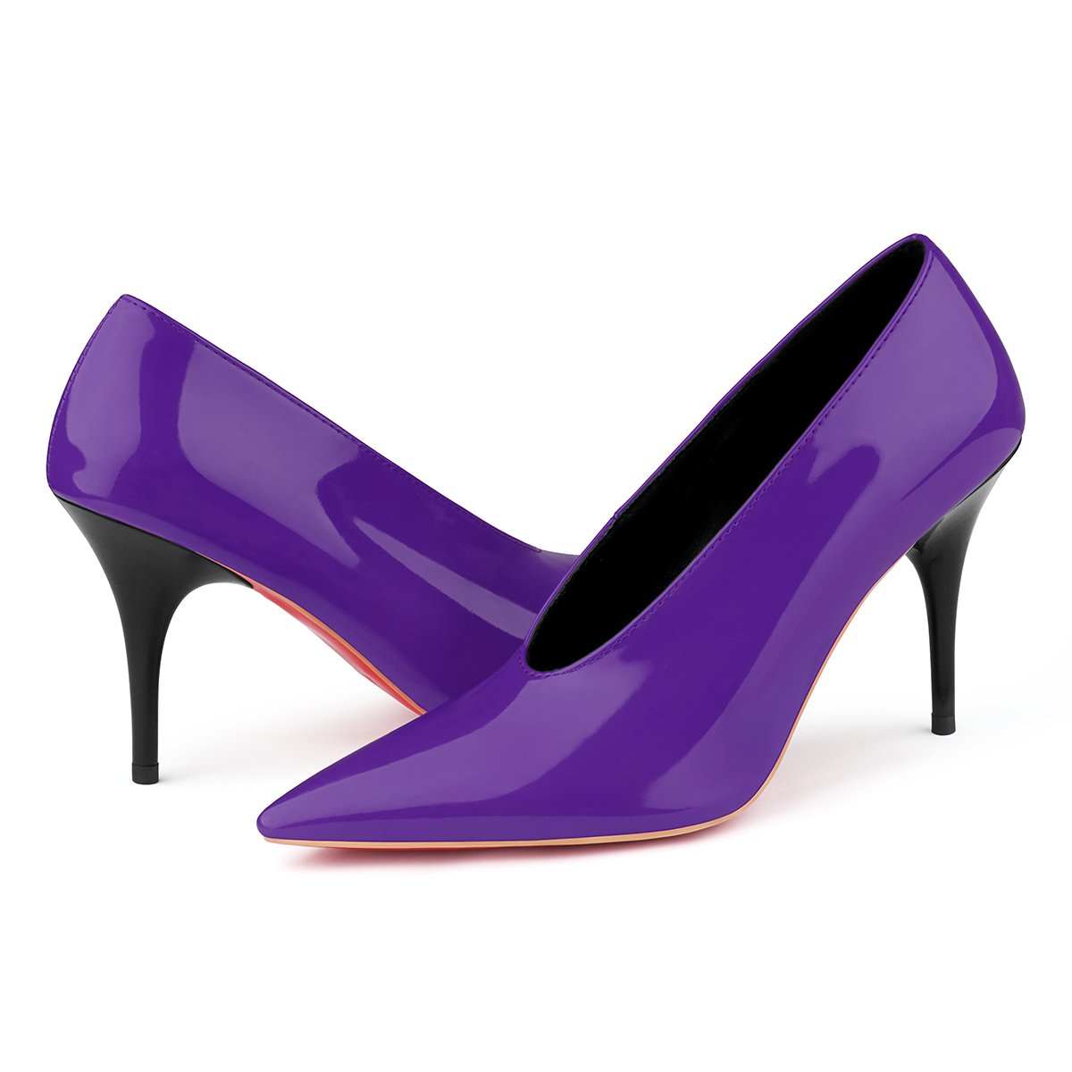 95mm Pointed Toe High Heel Prom Shoes Red Bottoms Pumps-MERUMOTE