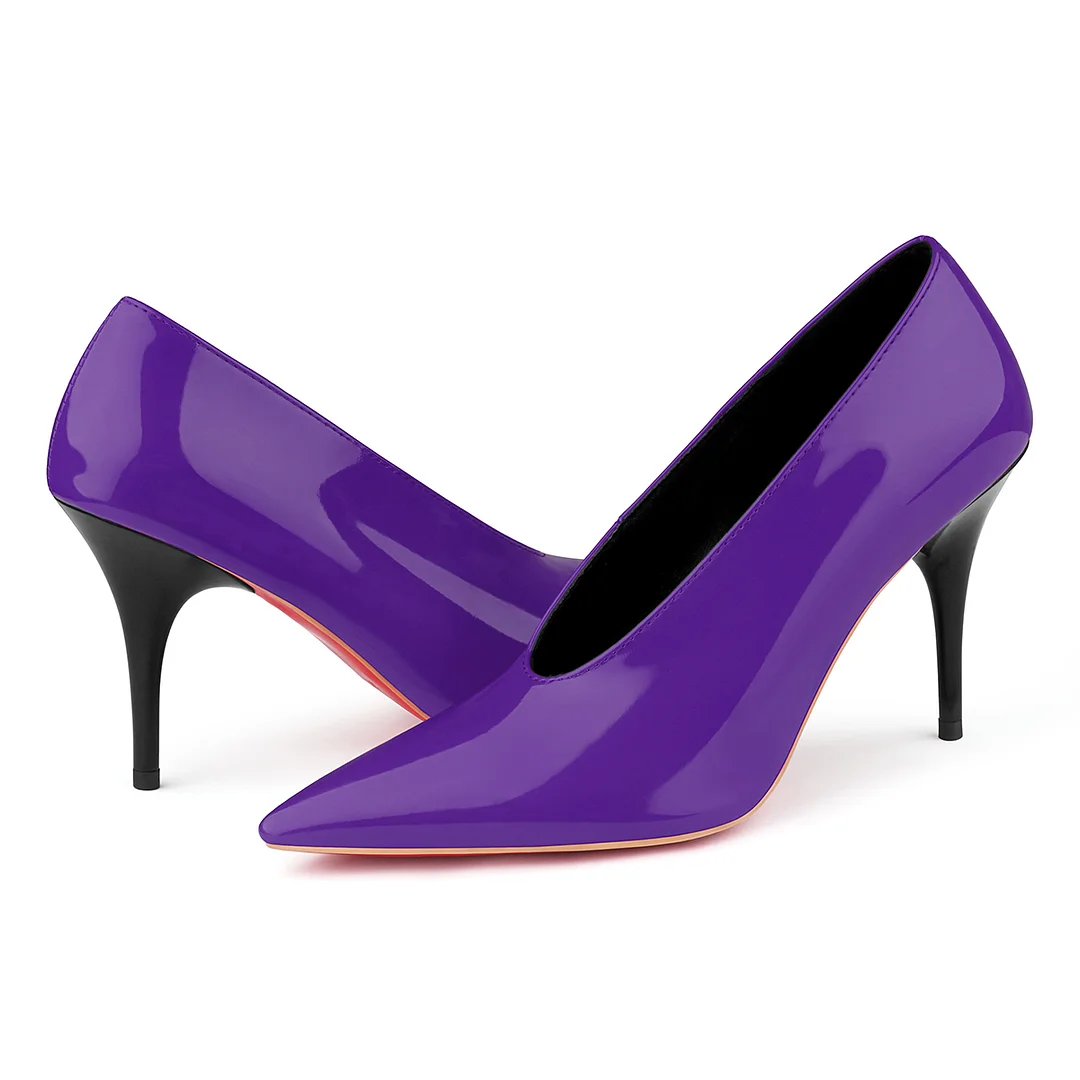 95mm Pointed Toe High Heel Prom Shoes Red Bottoms Pumps-MERUMOTE