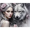 (50*40cm)Girl Wolf - Full Round Drill Diamond Painting