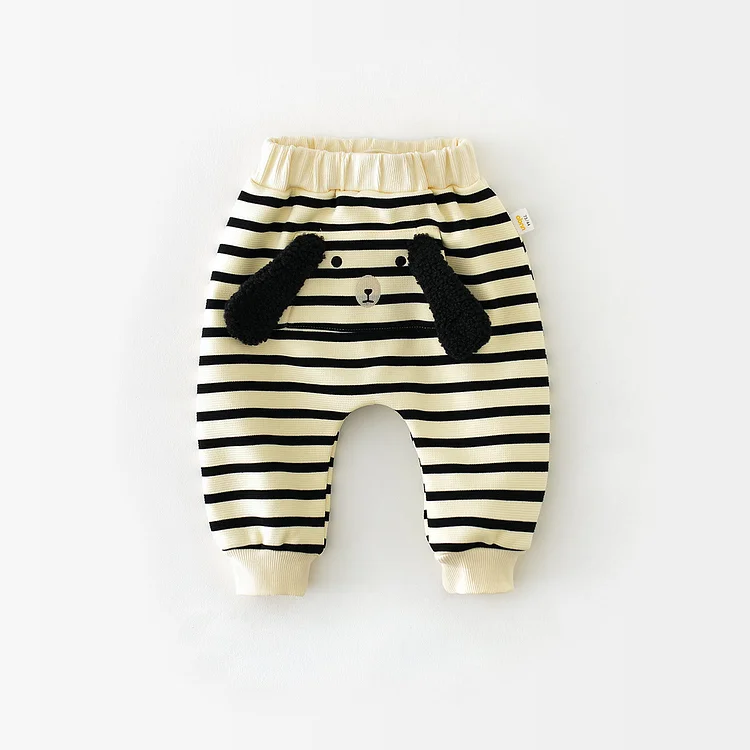 Baby Cartoon Animal Striped Casual Jogger Pants