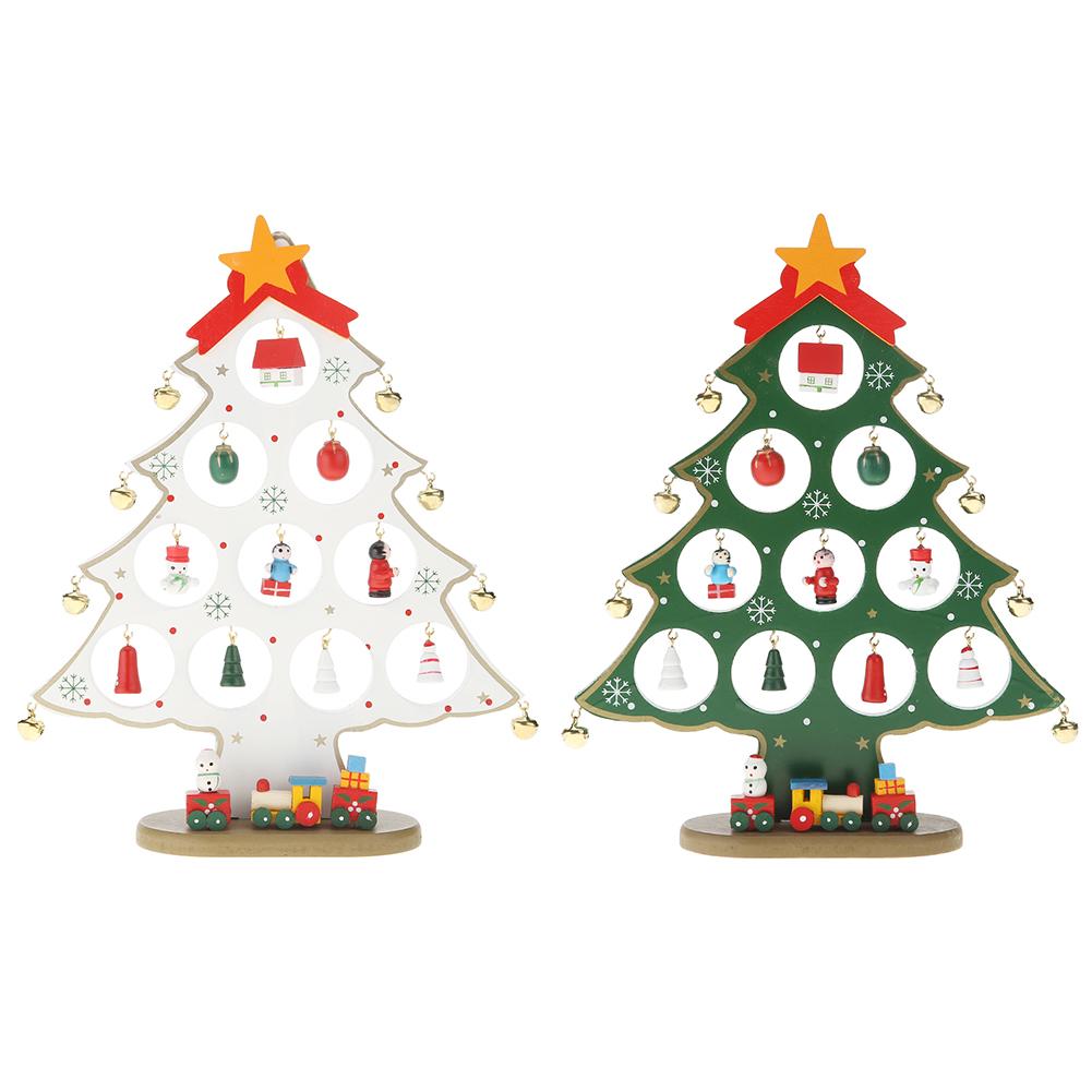 

Creative Wood DIY Christmas Tree Bell Ornament Xmas Party Table Desk Decor, White, 501 Original