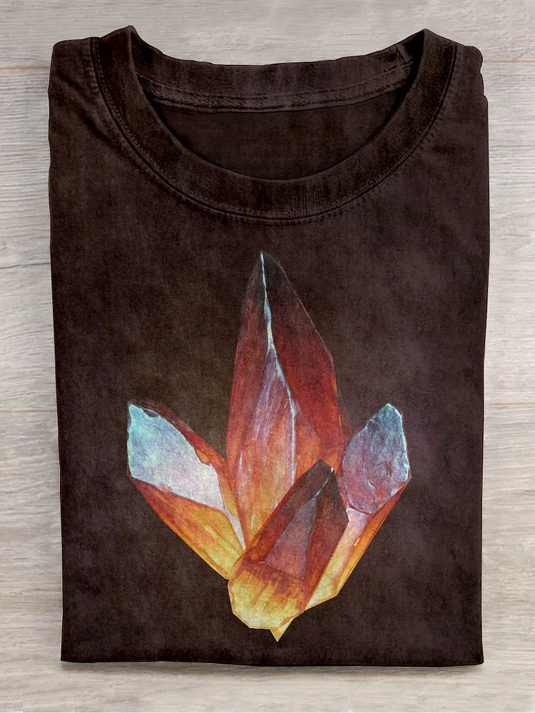Teecade Teecade  Unisex Crystal Art Print Casual Crew Neck T-Shirt