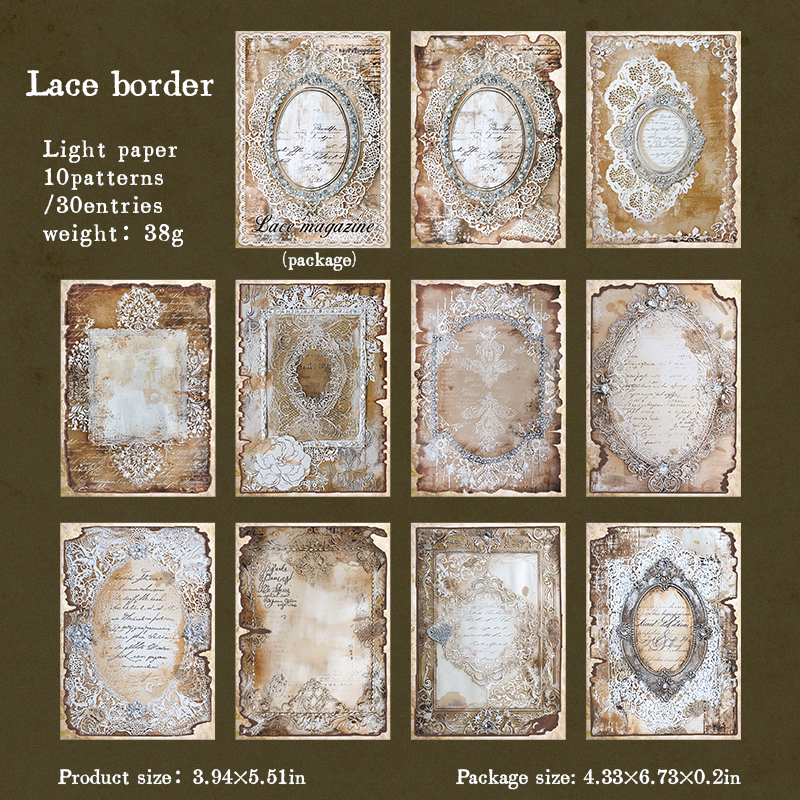 Journalsay 30 Sheets Lace Magazine Series Vintage Flower Butterfly Landscaping Material Paper