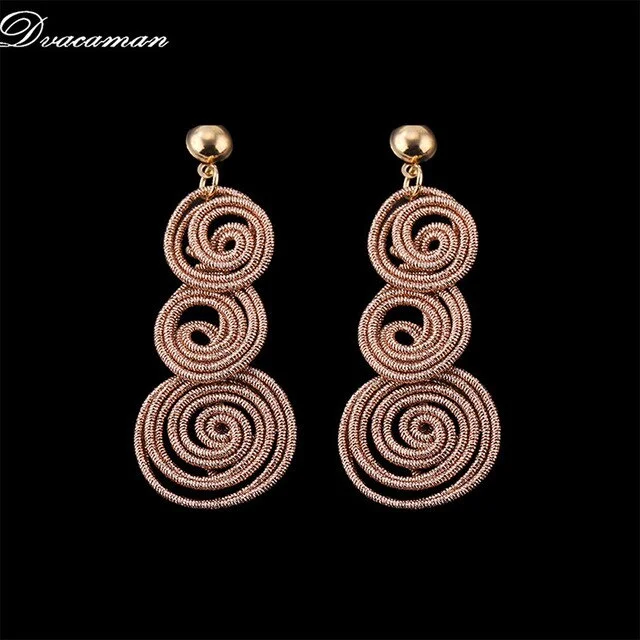 Dvacaman Bohemain Multilayer Round Alloy Drop Earrings Women 2019 New Trendy Maxi Earrings Statement Jewelry Party Gifts Female