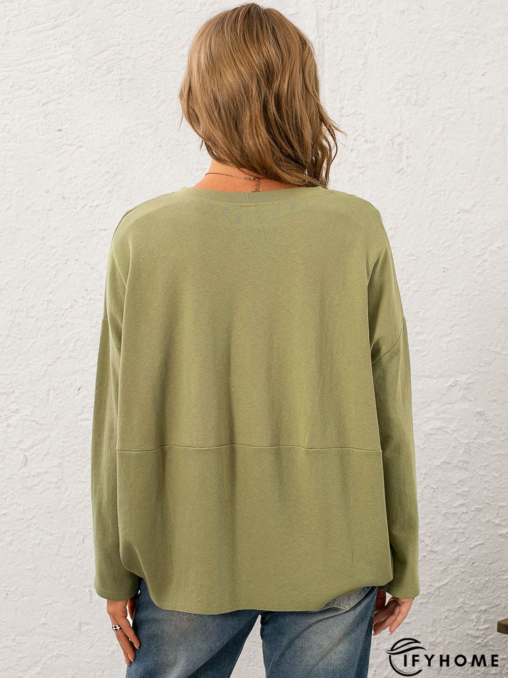 Casual Solid Crew Neck Sweatshirt | IFYHOME