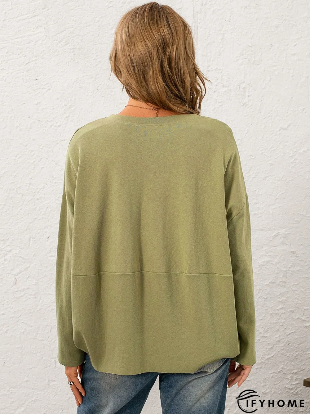 Casual Solid Crew Neck Sweatshirt | IFYHOME