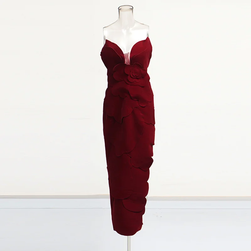 Zingj New Dress In Spring 2025 Femininity Elegant Breastless Sleeveless Design To Repair The Fork Long Dress Woman