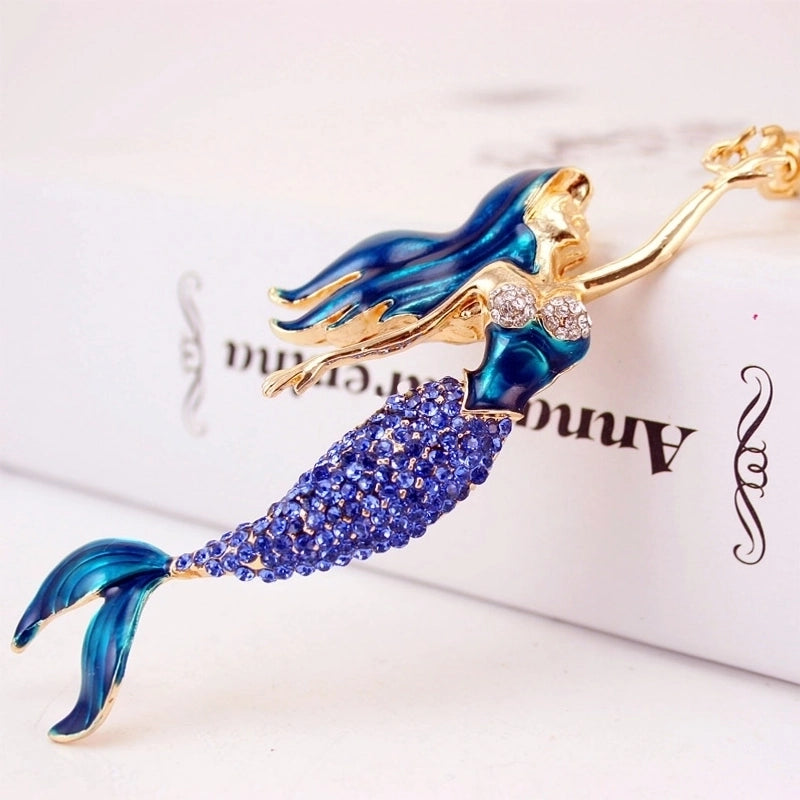 Korean Creative Cute Diamond Mermaid Rhinestone Keychain