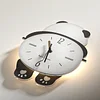 Rocking Panda Decorative Wall Clock 13.8 Inch Modern Wall Clock Large Night Light Wall Clock with Remote Control Battery Powered Large Clock Silent No Ticking