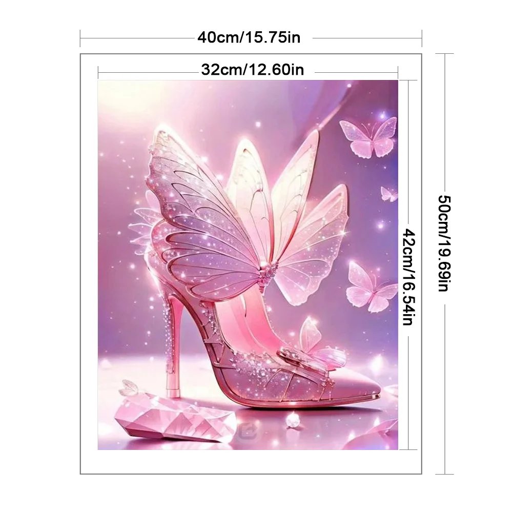 11CT Full Stamped&nbsp;Cross Stitch - Butterfly High Heels(Canvas|40*50CM)