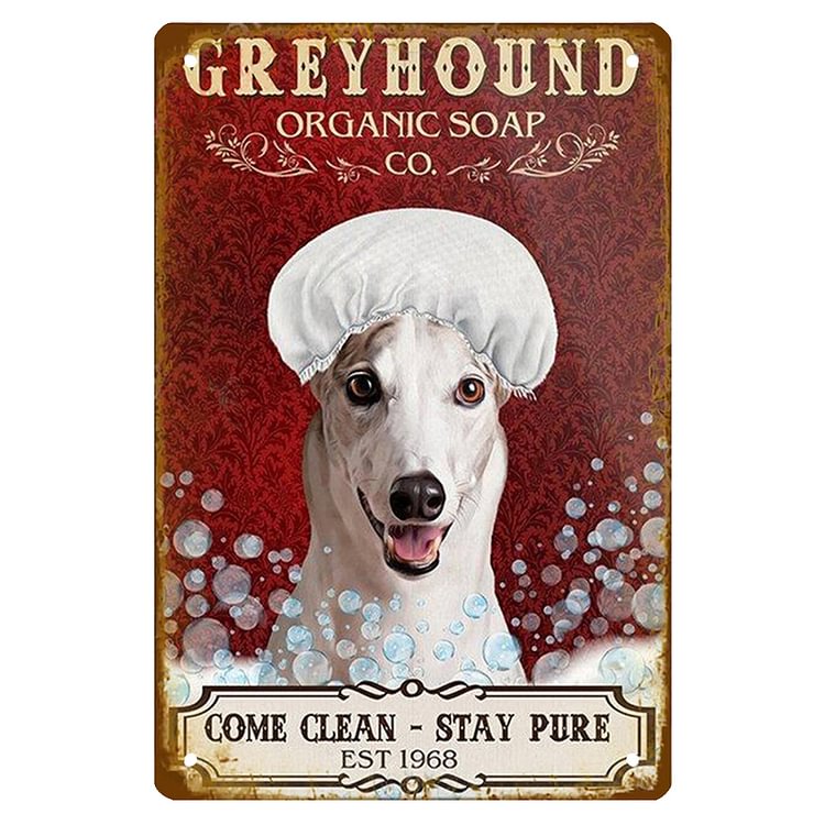 Dog Greyhound Organic Soap - Vintage Tin Signs/Wooden Signs - 7.9x11.8in & 11.8x15.7in