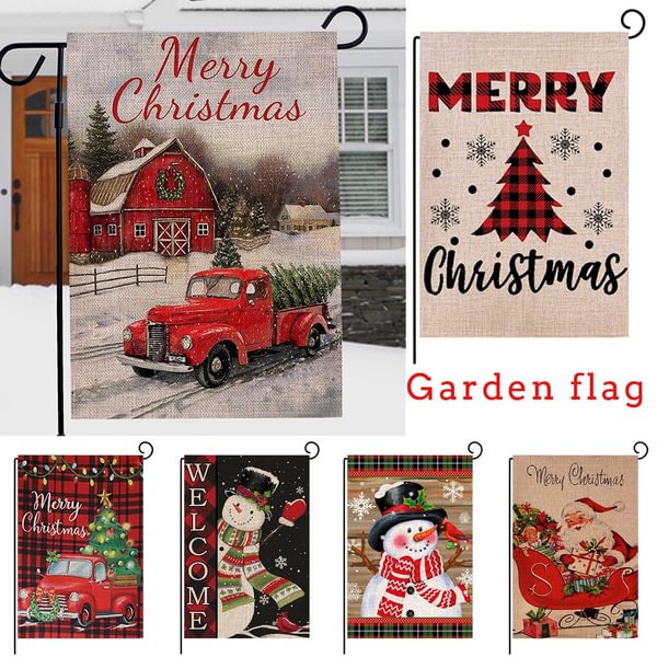 Christmas Garden Flag Snowman Santa Claus 12 X 18 Inch Double Sided Welcome Buffalo Plaid Christmas Decorations Yard Flag Small Burlap Holiday Seasonal Snowflake Outdoor Decorative Sign Outside Banner - Shop Trendy Women's Fashion | TeeYours