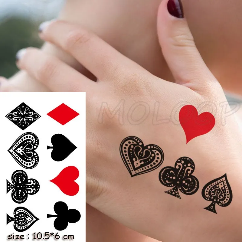 Waterproof Temporary Tattoo Stickers Playing Cards Peach Tattoo Small Size Tatto Flash Tatoo Fake Tattoos for Man Girl Women
