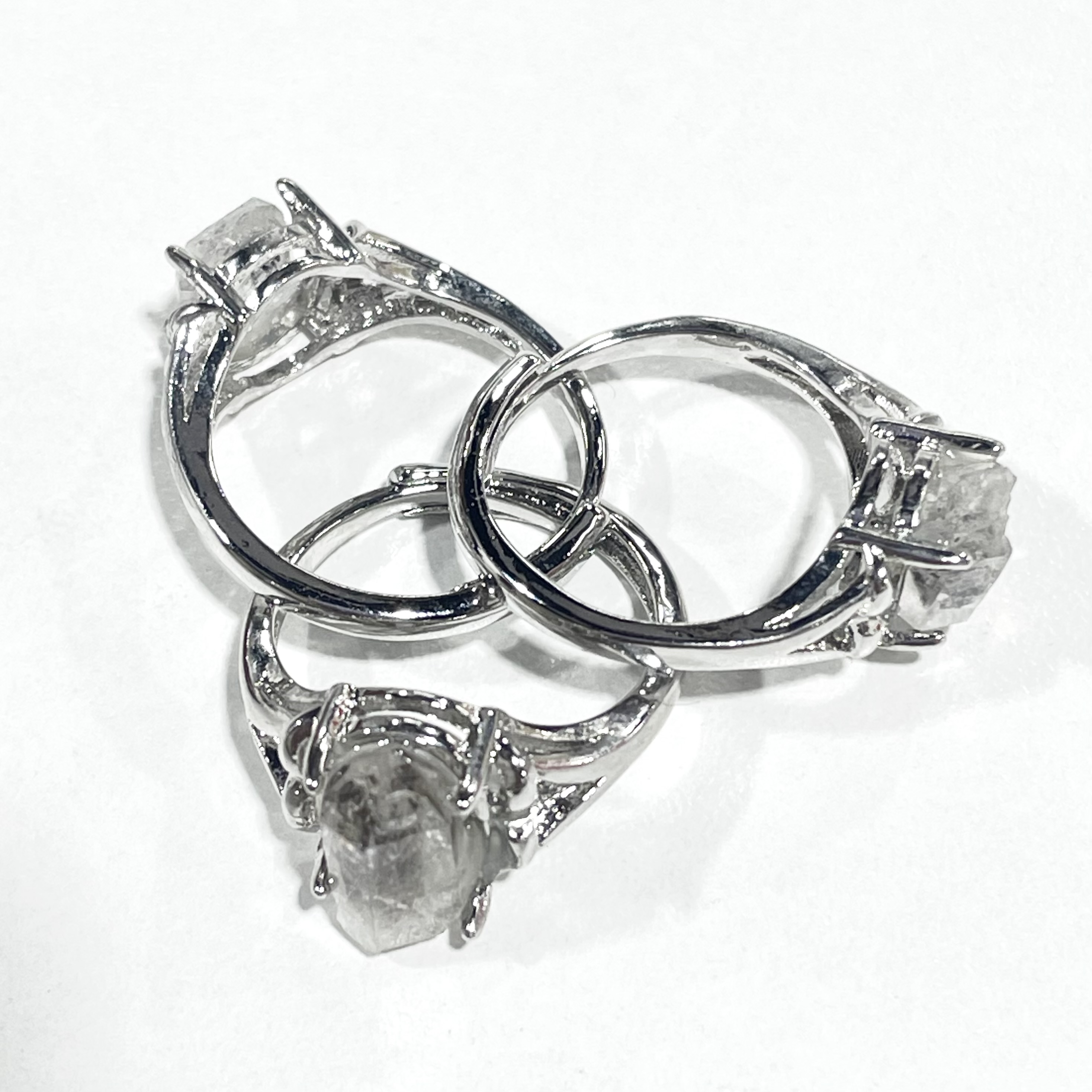 925 Silver Herkimer Diamond Adjustable Crystal Ring