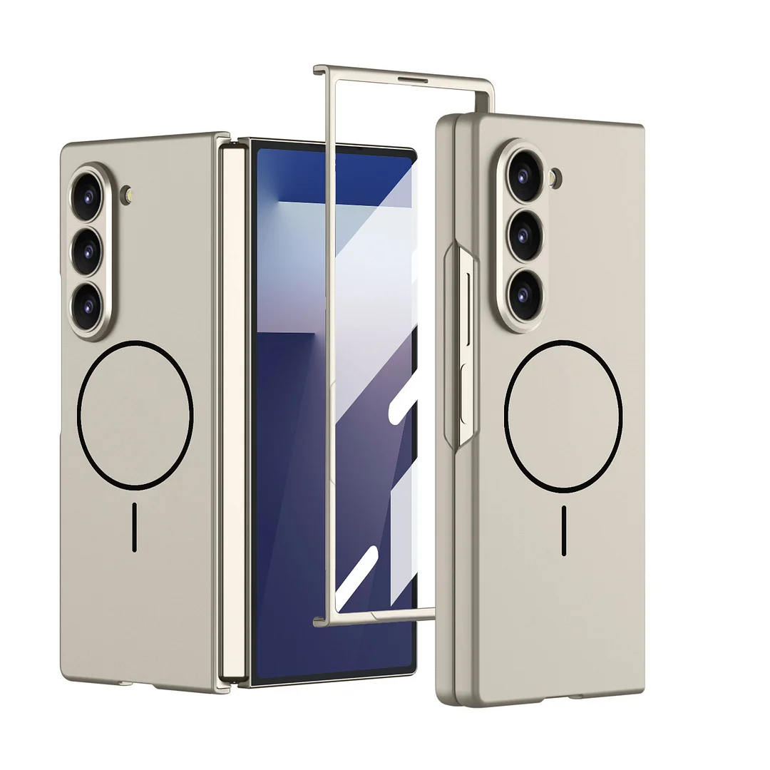 Suitable For Samsung Zfold7 Mobile Phone Case Thin Magnetic Absorbing Wireless Ring Film Integrated Ultra-Thin Flip Simple Wind Protection Case