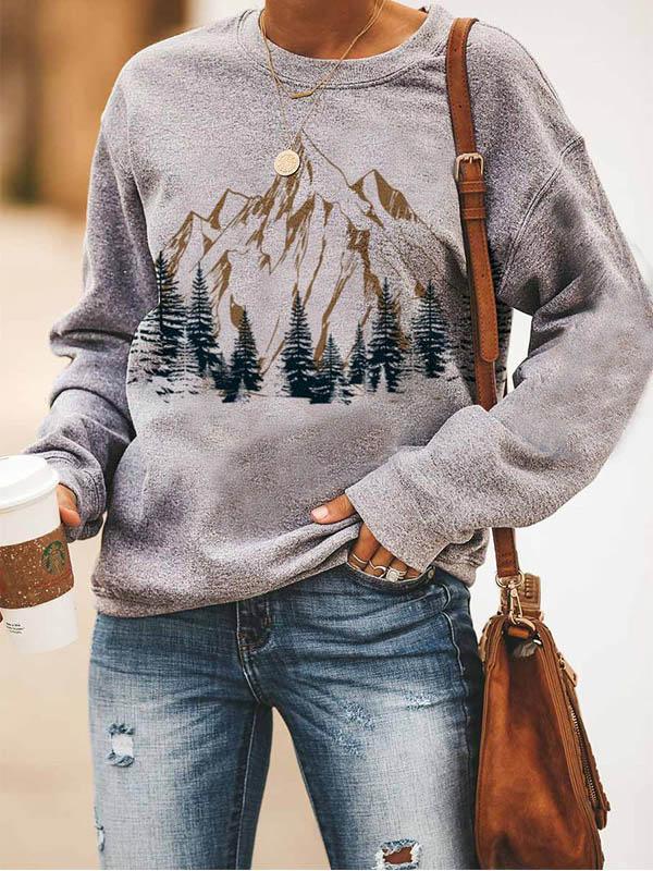 Mountain Printed Sweatshirt Hot Sale 