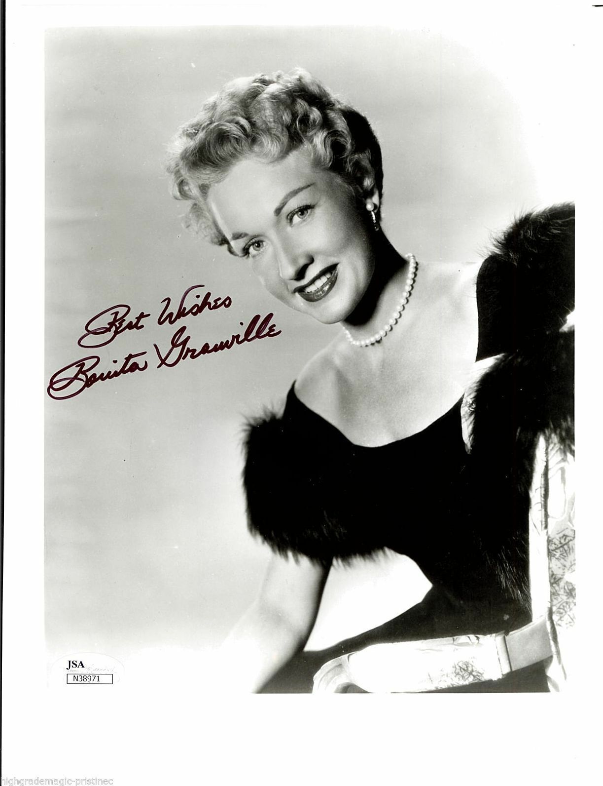 BONITA GRANVILLE VINTAGE Photo Poster painting (DECEASED) SIGNED JSA AUTHENTICATED COA #38971