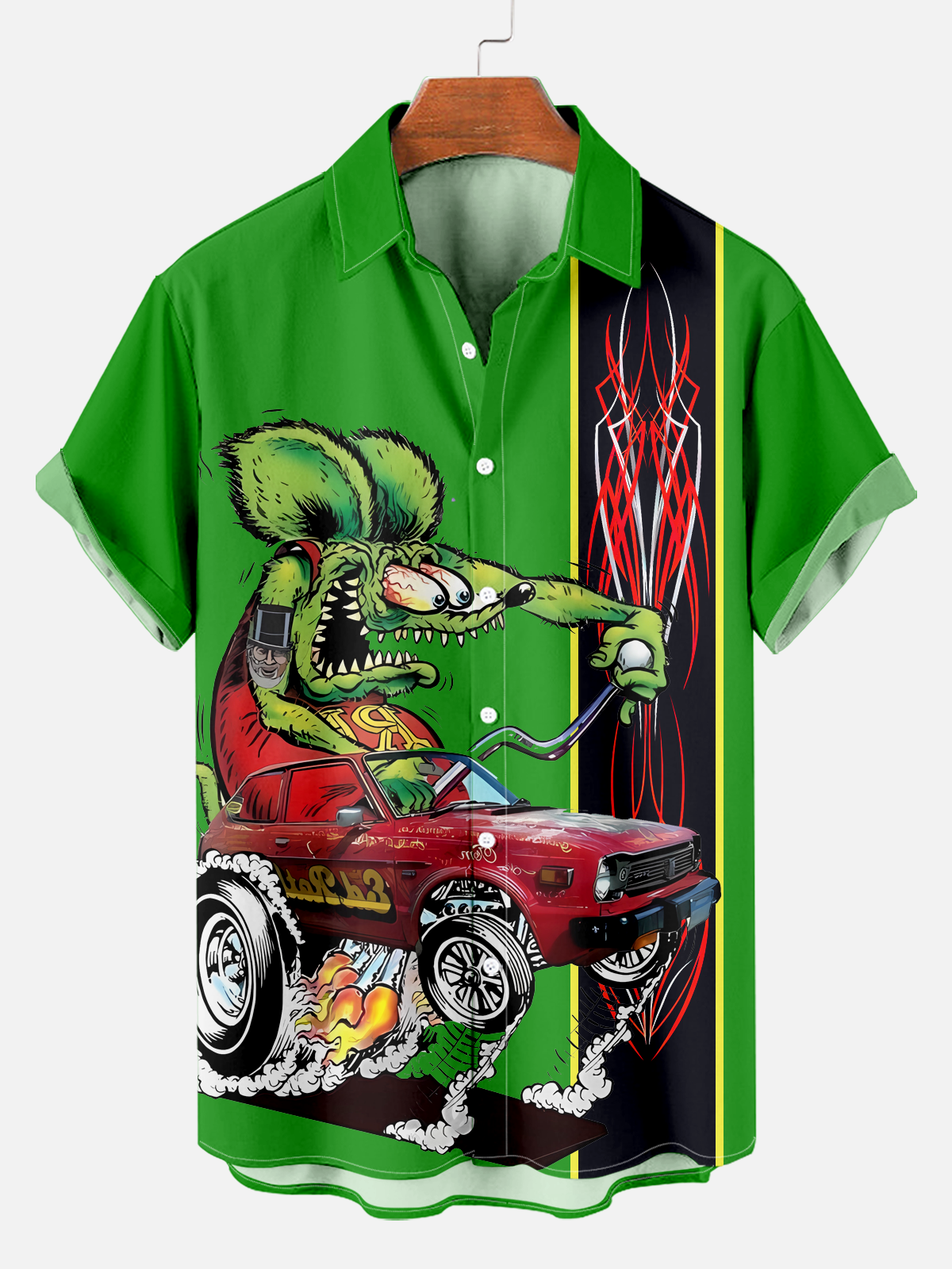 Men's modified car cartoon print shirt PLUSCLOTHESMAN