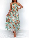 Halternrck Floral Print Empire Loose Maxi Dress
