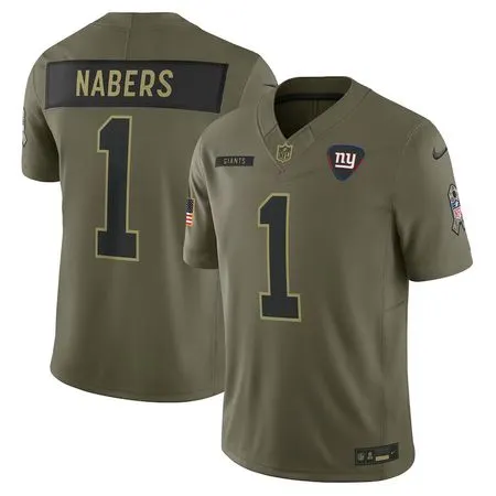 Men's New York Giants #1 Malik Nabers  Olive 2025 Salute to Service Limited Jersey