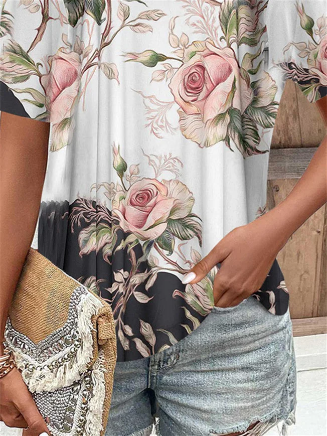 Women Half Sleeve V-neck Solid Color Dress