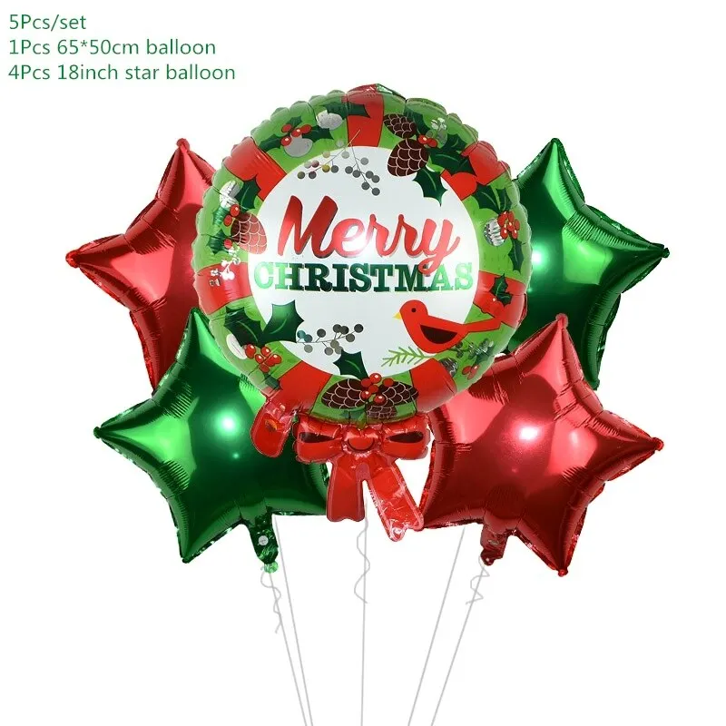 5Pcs/set Cartoon Santa Claus Snowman Foil Balloons Christmas Party Decorations Party Balloons Inflatable Helium Balloon Kids Toy