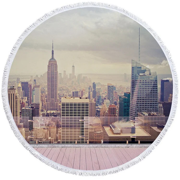 Bustling City - Circle Tapestry - 1.5M