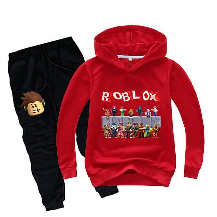 Mayoulove Boys Girls Roblox Print Cotton Hoodie And Sweatpants Sport Suit-Mayoulove