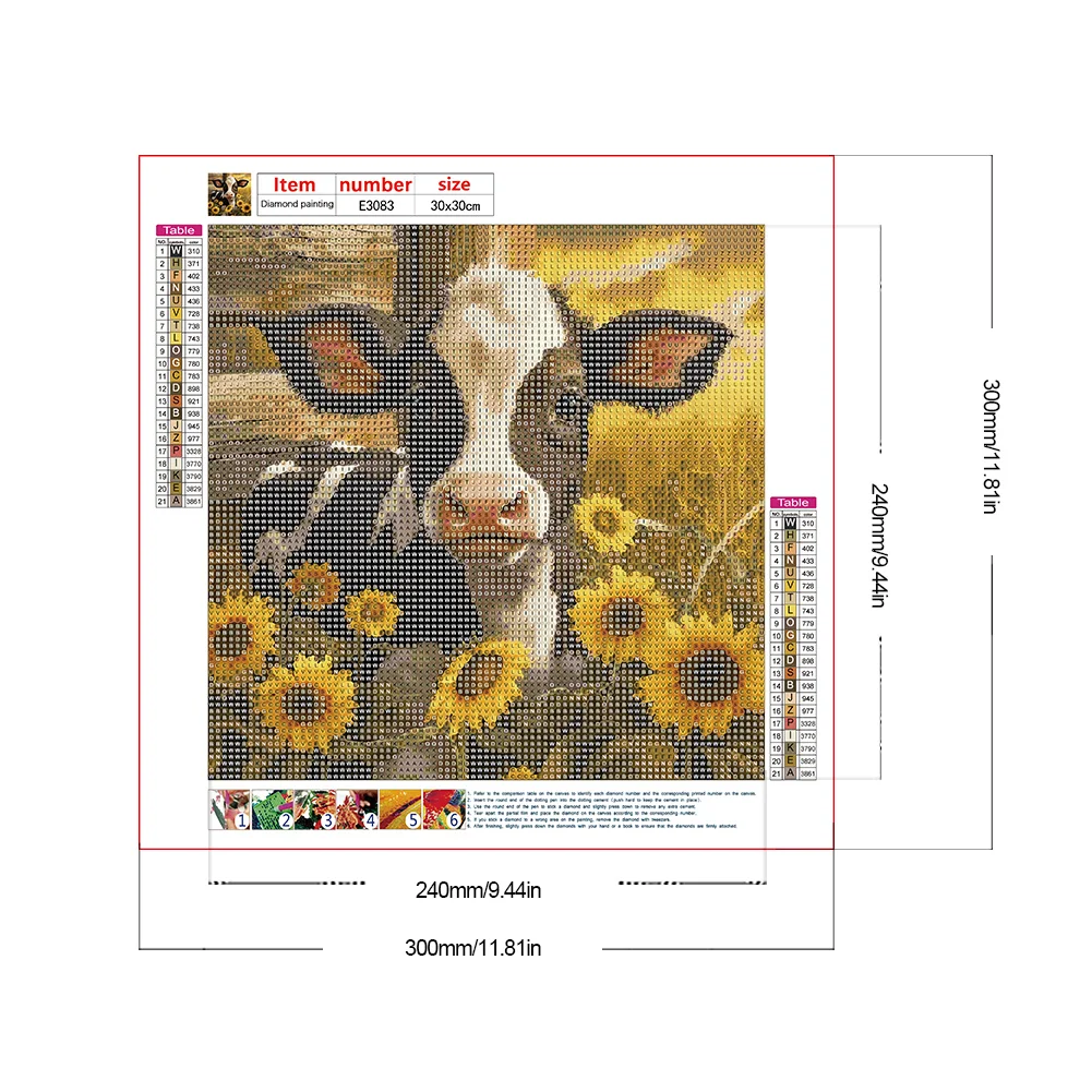 Diamond Painting - Full Round Drill - Sunflower Cow(Canvas|30*30cm)