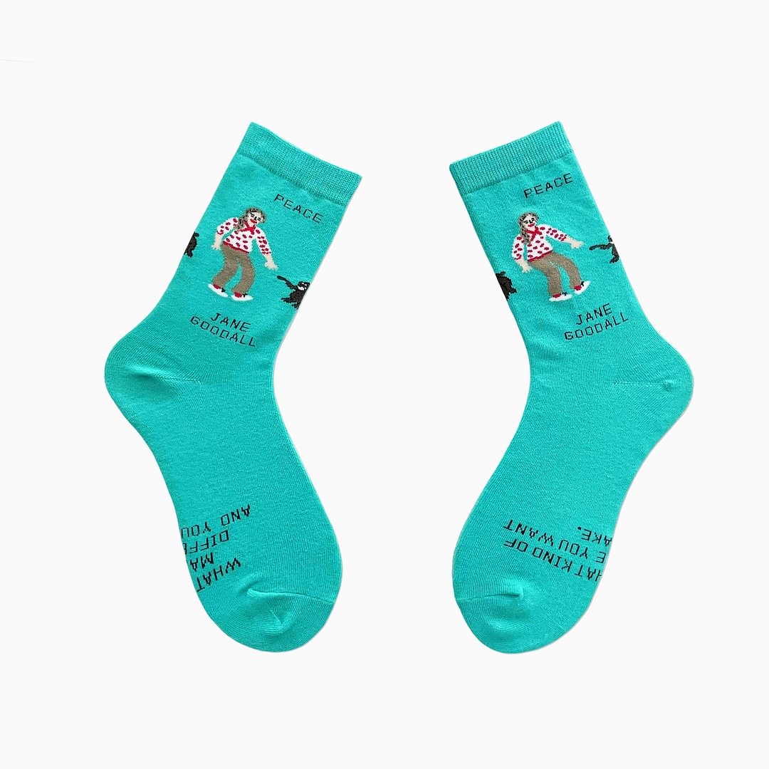 Jane Goodall And David Greybeard Crew Socks