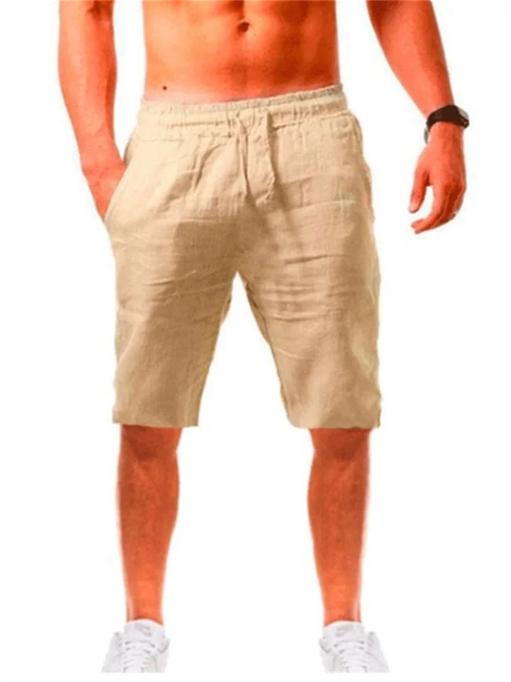 Men's Shorts Linen Shorts Summer Shorts Beach Shorts Drawstring Plain Business Beach Yoga Linen / Cotton Blend Hawaiian Casual Light Khaki. Black-Cosfine