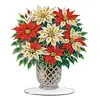 Poinsettia Diamond Dot Painting Ornament DIY Double Sided Acrylic Stand