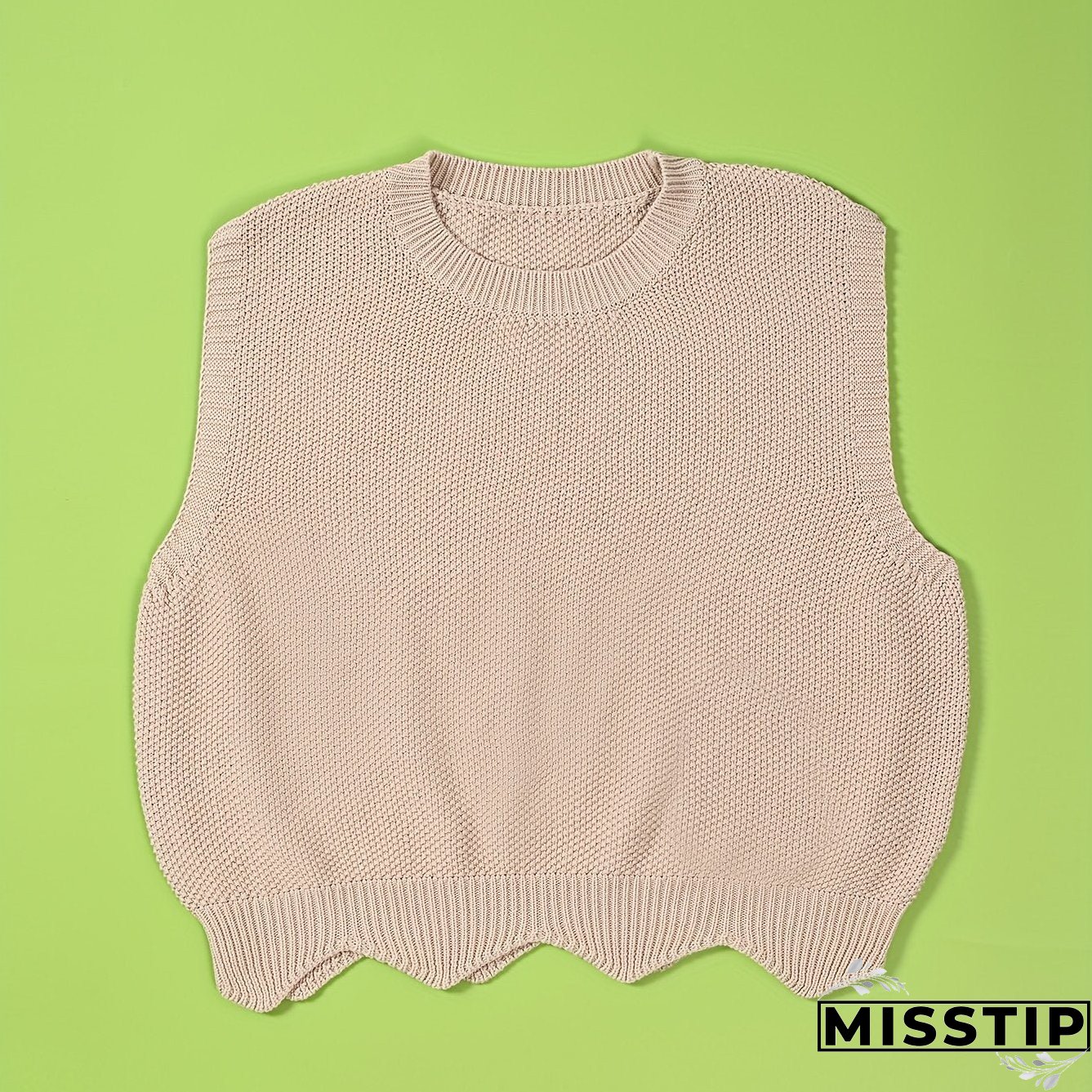 Solid Crew Neck Knitted Vest, Casual Sleeveless Loose Sweater, Women's Clothing