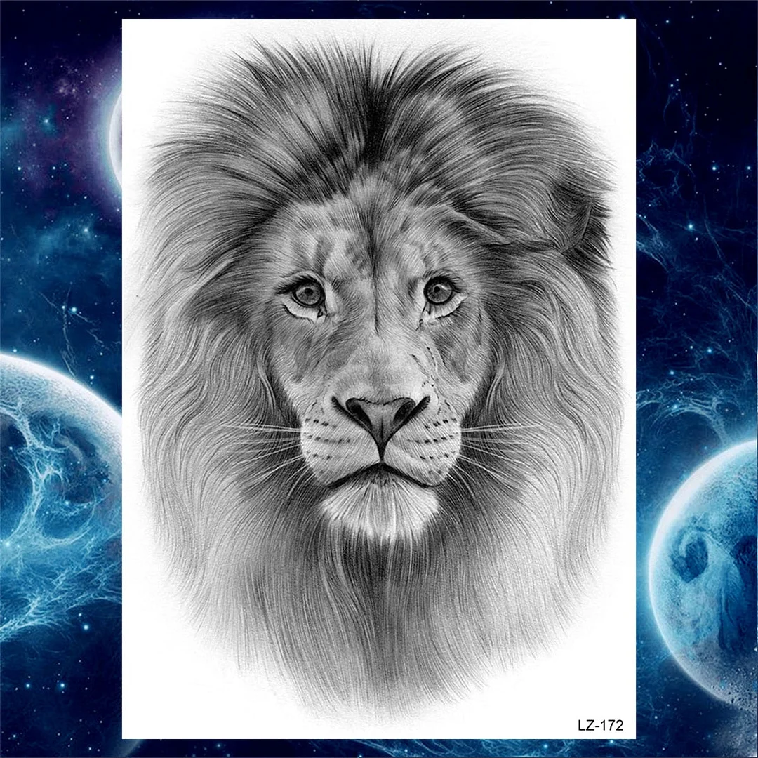 Tiger Wolf Temporary Tattoos For Men Women Fake Monster Tattoo Sticker DIY Forest Geometry Black Body Art Drawing Tatoos Decor