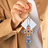 6PCS Diamond Painting Double Sided Cross Keychains Christmas Decoration Gift