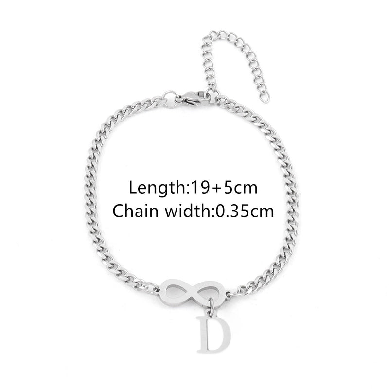 Casual Minimalist Classic Style Letter Infinity 201 Stainless Steel 304 Stainless Steel Cuban Link Chain Curb Chain Bracelets In Bulk