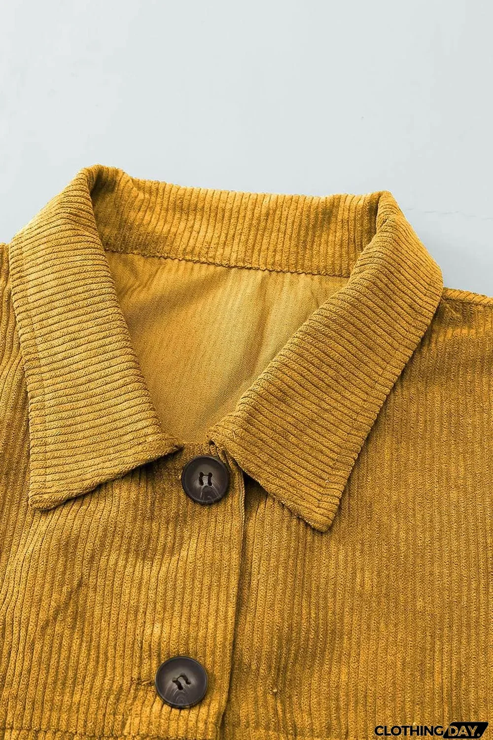 Yellow Corduroy Long Sleeve Button-up Shirt Coat