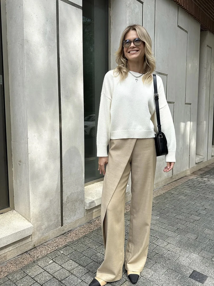 Athvotar Athvotar Autumn And Winter Hot Sale Thick Short Round Neck Solid Color Sweater Bum Basic Women's Clothing