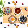 2Pcs/set Diamond Painting Letter Coaster Cup Cushion Home Decor