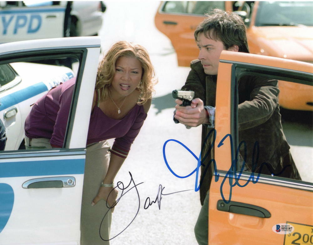 QUEEN LATIFAH & JIMMY FALLON SIGNED AUTOGRAPHED 11x14 Photo Poster painting - TAXI, TONIGHT SHOW